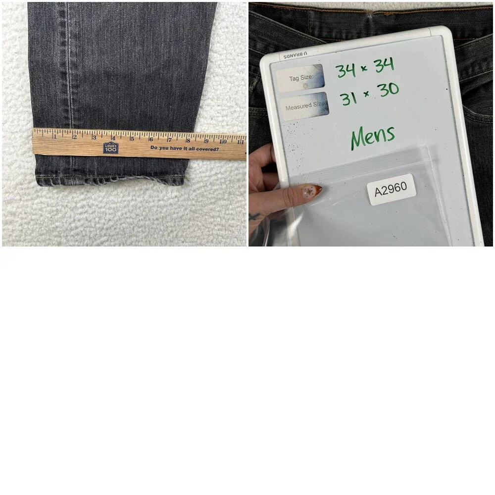 Levis 501XX Jeans Mens 31x30 Charcoal Gray Denim Straight Button Fly Irregular